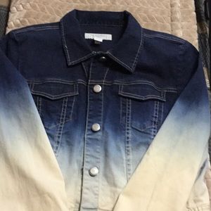 Graduated blue Cropped Denim Jacket